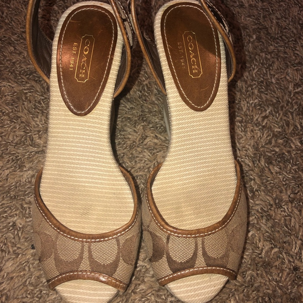 Canvas Coach wedge shoes size 6 1/2